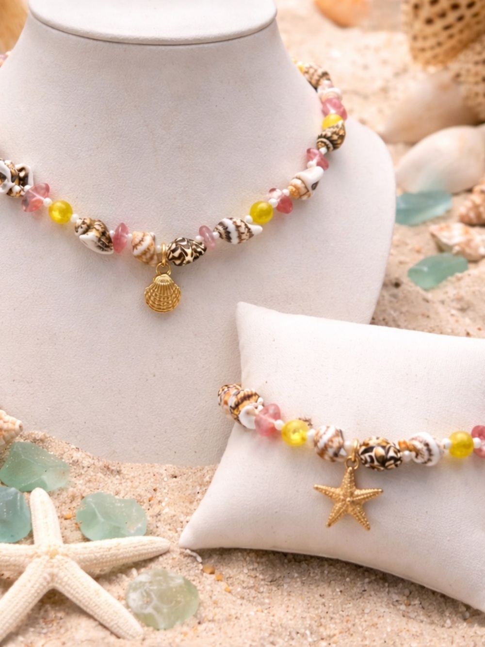 paparazzi Pink, Yellow & Gold Seashell Charm Necklace
